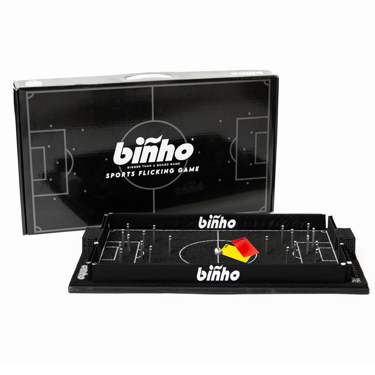 Biñho Binho Board Classic playfield close-up shows laser lines and felt surface for precise shots.