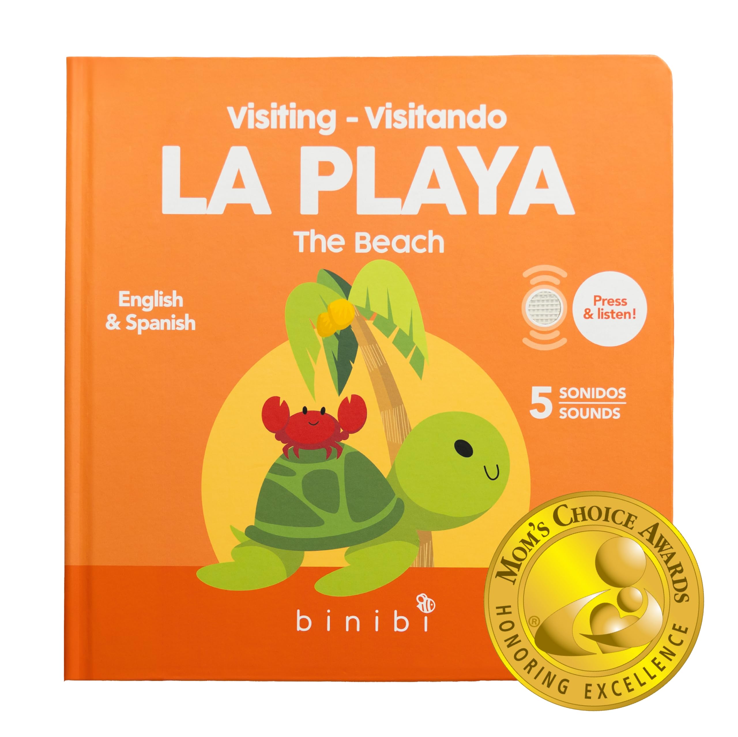 Binibi Beach Sound Book cover with bright ocean art for engaging early bilingual reading