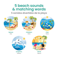 Binibi Beach Sound Book page 2 includes fish scene to support listening and word recognition