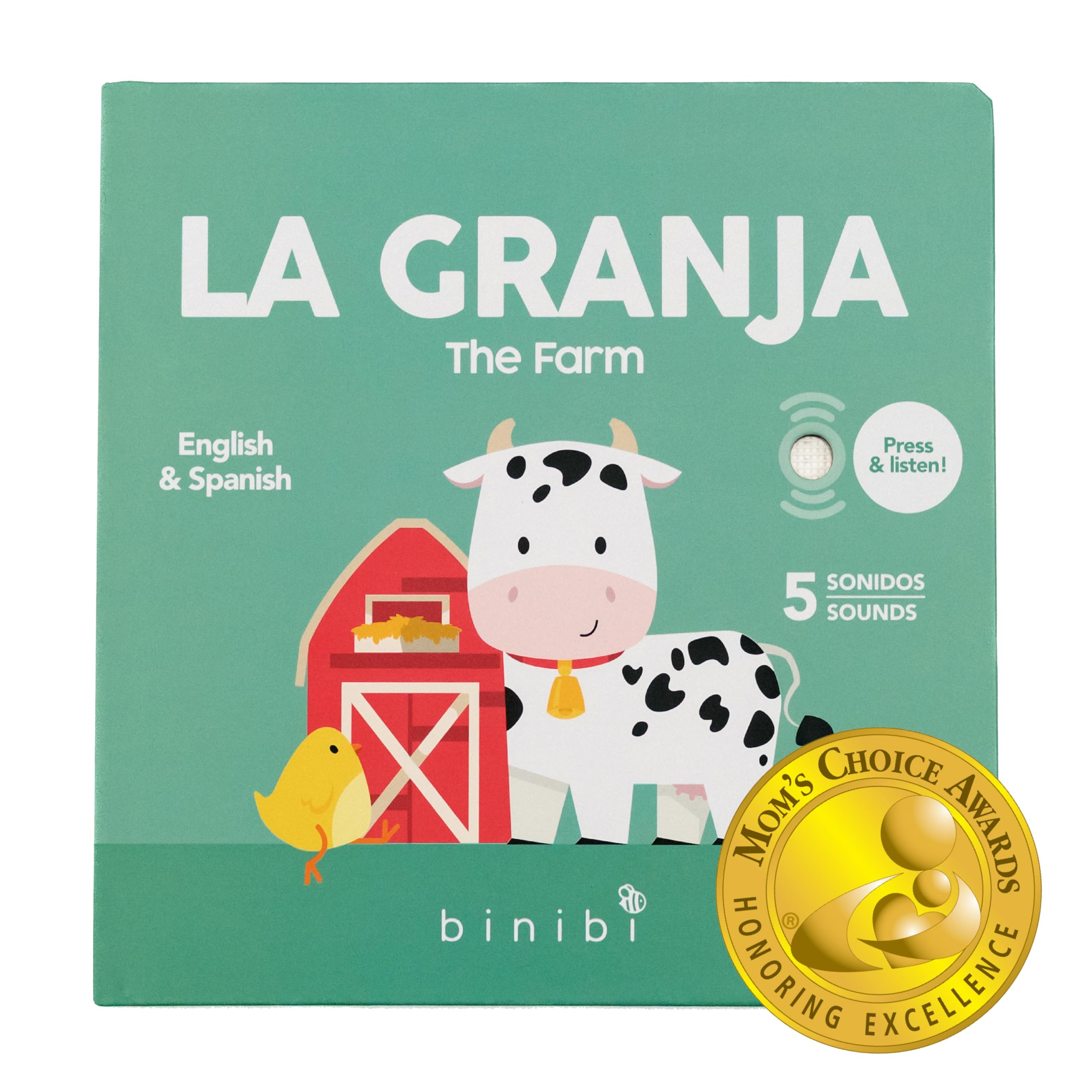 Binibi Bilingual Sound Book front cover with bright farm imagery for early language appeal.