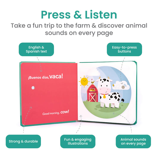 Binibi Bilingual Sound Book open pages inviting interactive learning and storytelling.