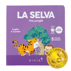 Binibi La Selva bilingual sound book front cover for early bilingual exploration