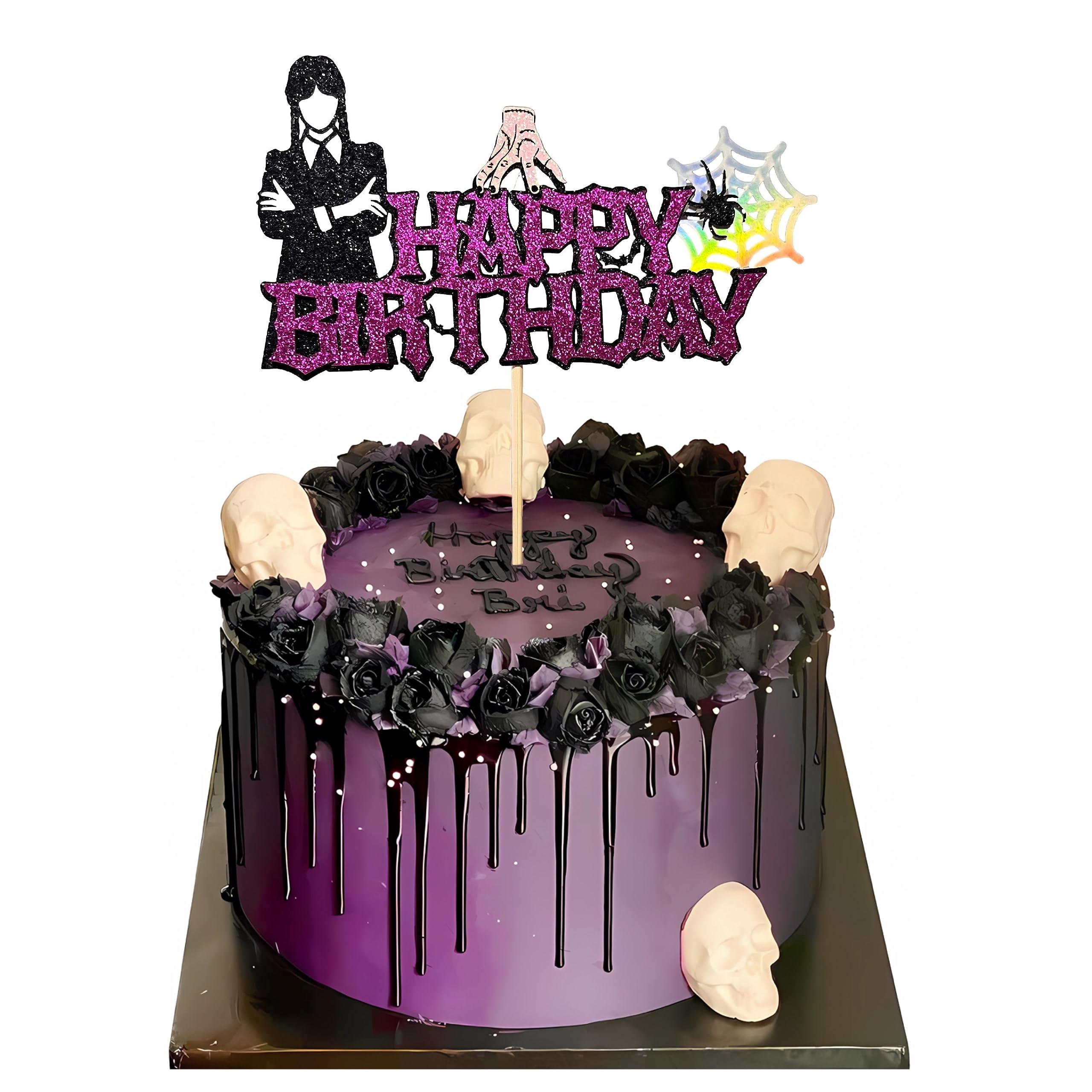 Binjo Wednesday Topper with Spider Web adds eye-catching sparkle to your cake.
