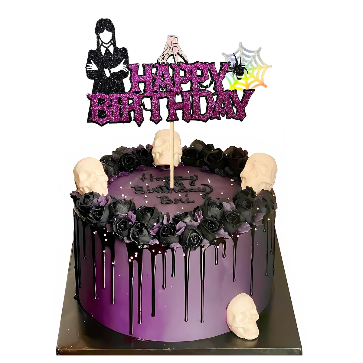 Binjo Wednesday Topper with Spider Web adds eye-catching sparkle to your cake.