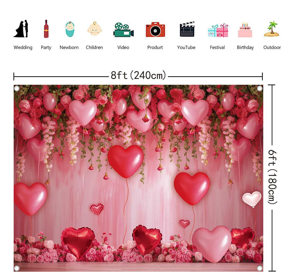 BINQOO birthday party backdrop with rose pattern for photobooths.