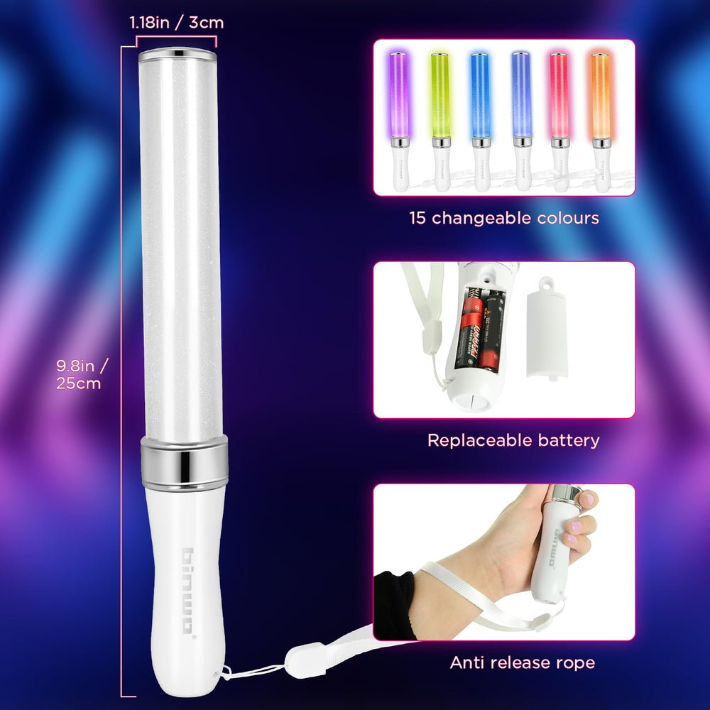 BINWO glow sticks include AAA batteries for instant use and reliable power