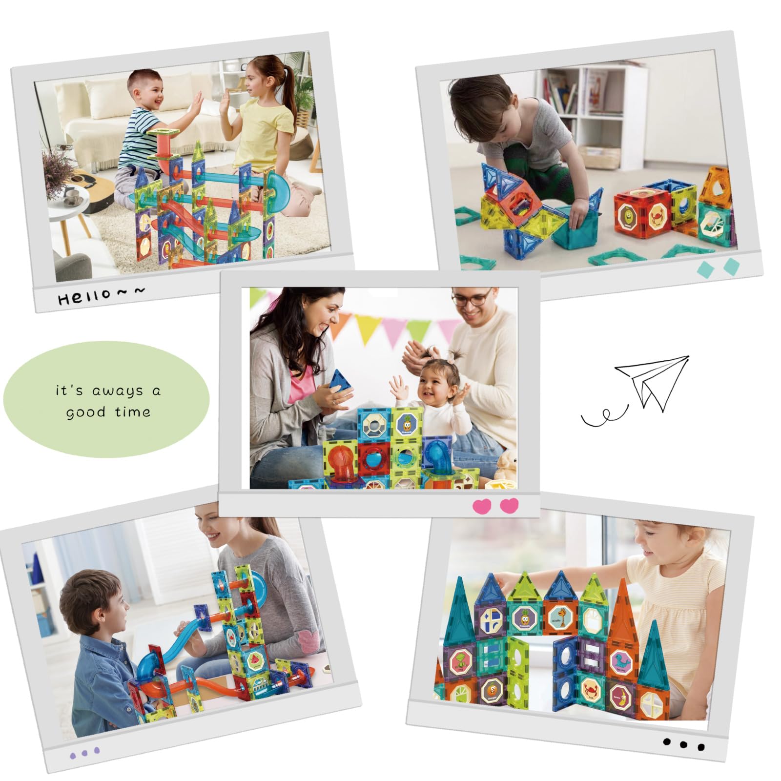 BINZKBB magnetic tiles safe ABS plastic with rounded edges for little hands.