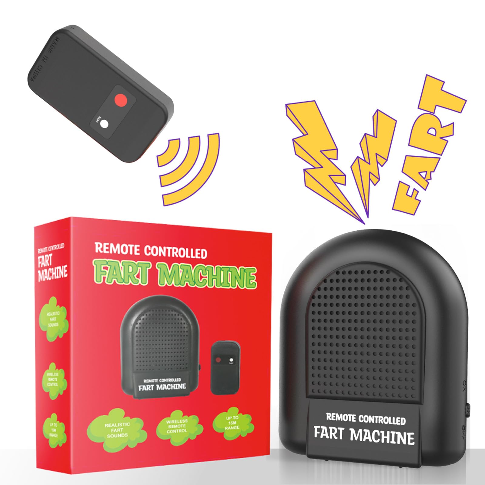 Biottro fart machine remote control for stealth pranks and wide-range trigger.