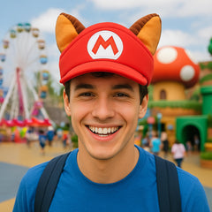Bioworld Super Mario raccoon hat ears detail includes ear tips and character styling.
