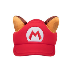 Bioworld Super Mario raccoon hat ears side view great for street style and photo opportunities.