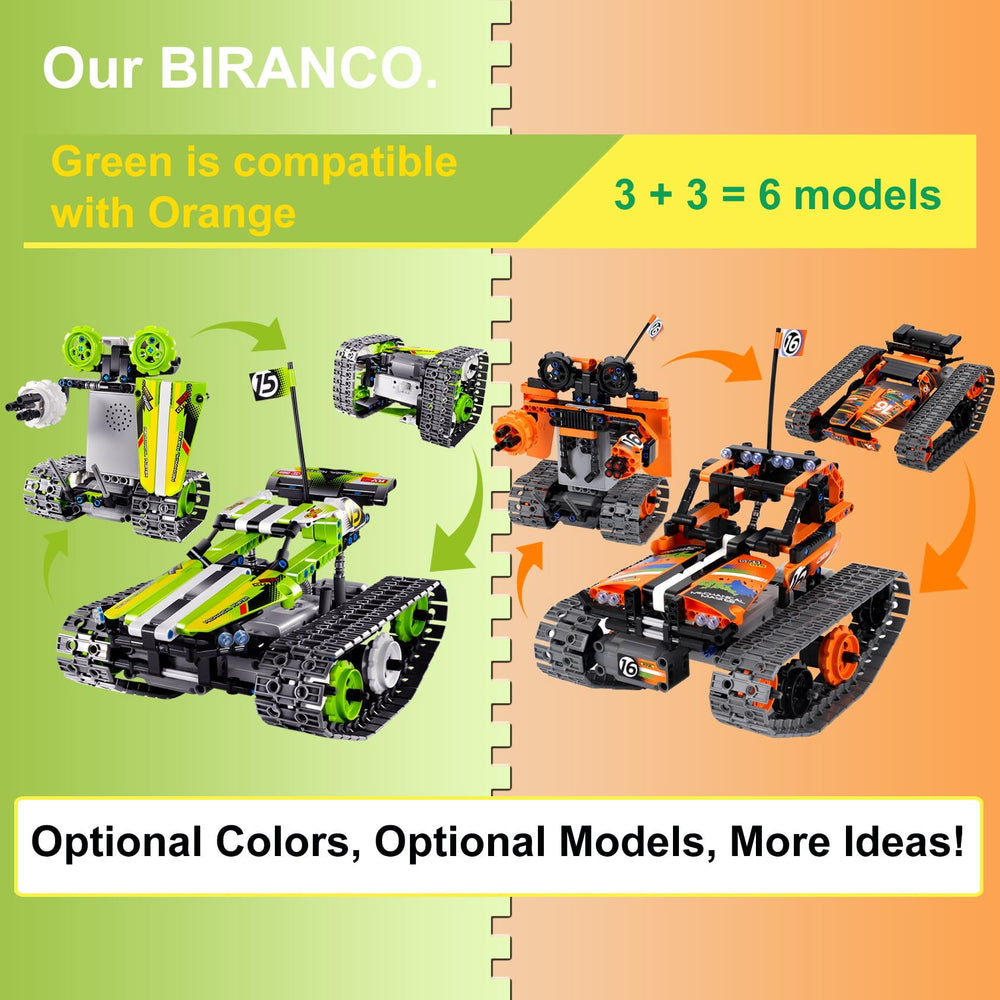 Biranco 3in1 stunt racer build shows multiple models for creative exploration.