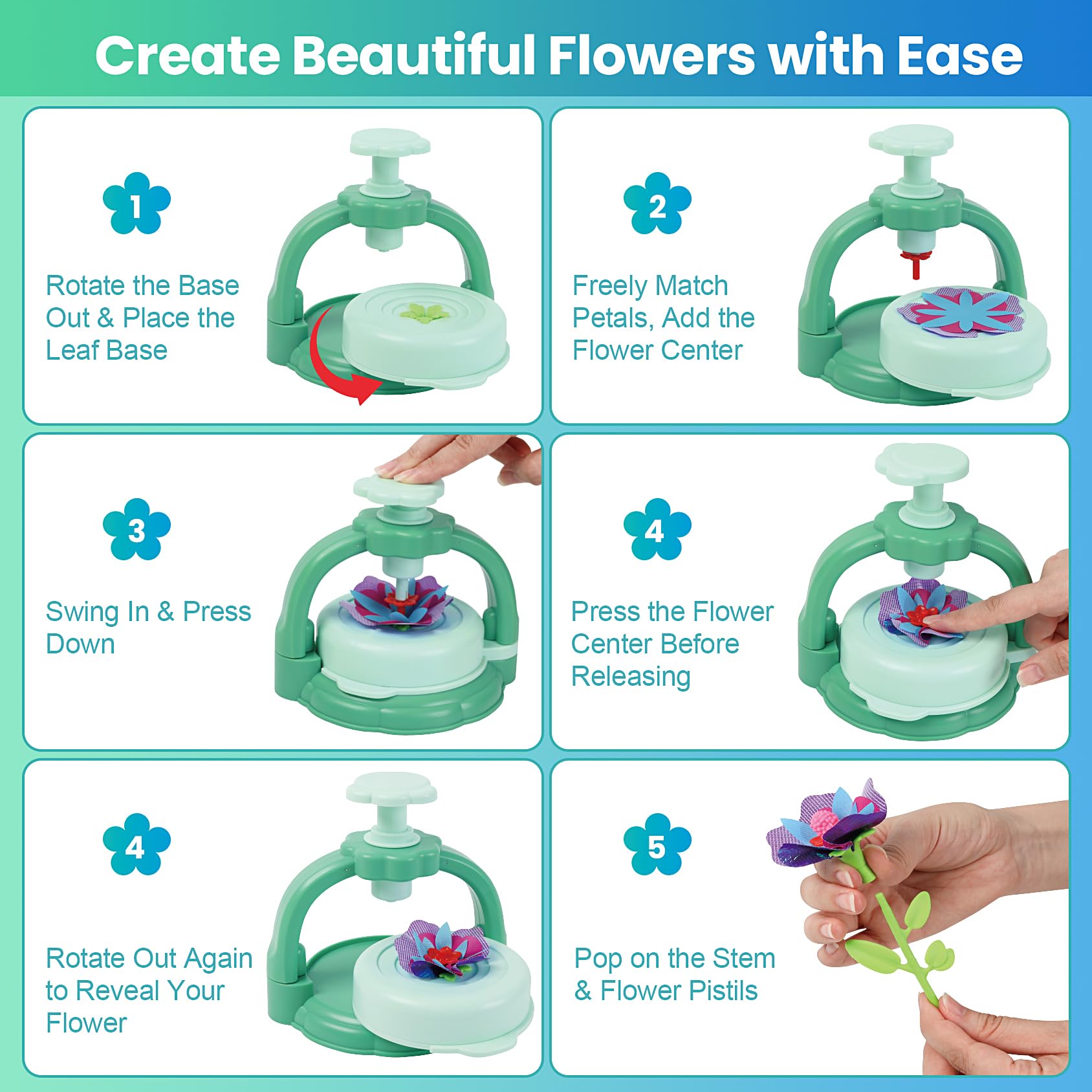 Wearable flower jewelry from the BIRANCO kit sparks imaginative dress-up.