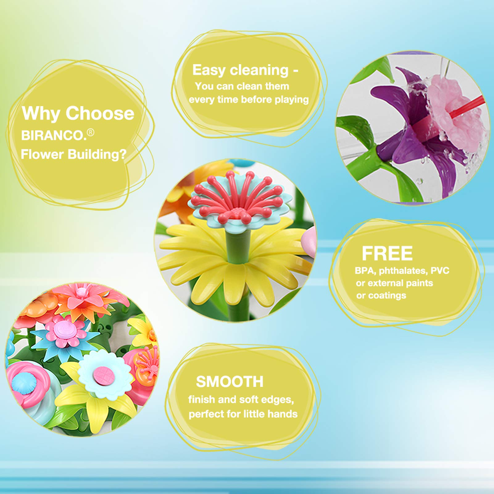 BIRANCO Flower Garden Building Set gift-ready set sparks joyful STEM-like exploration.
