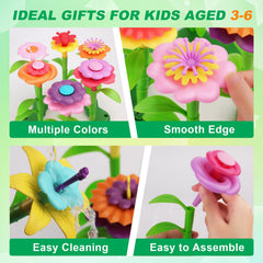 BIRANCO flower pieces sturdy plastic ideal for safe hands-on stacking.