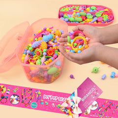 Biranco Pop Beads necklace creation showcases vibrant beads for a stylish DIY.