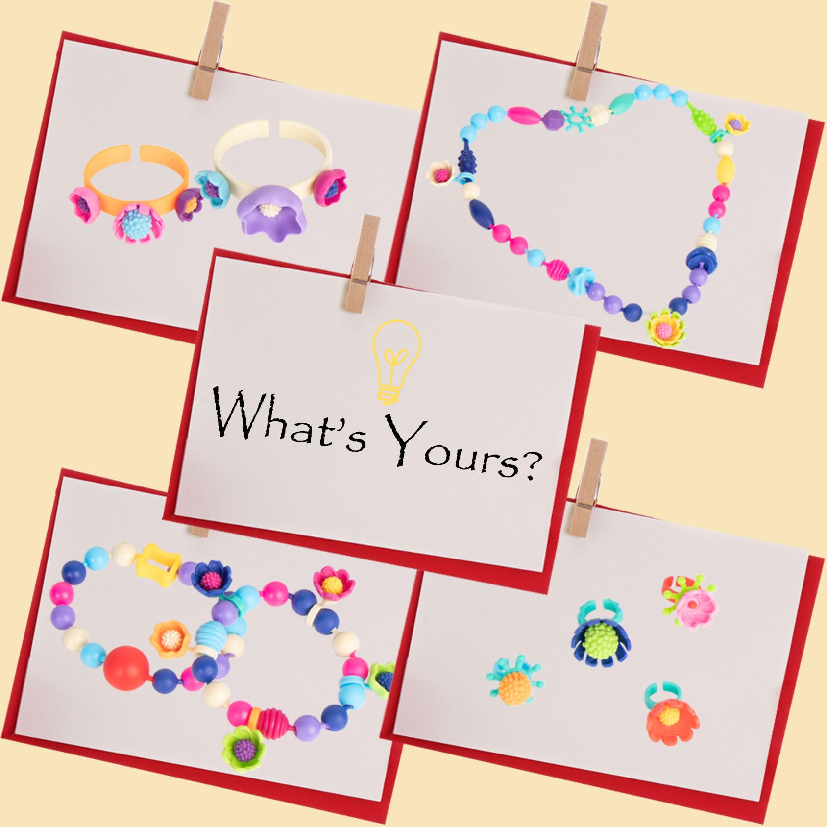 Biranco Pop Beads ring design features small beads for imaginative accessories.