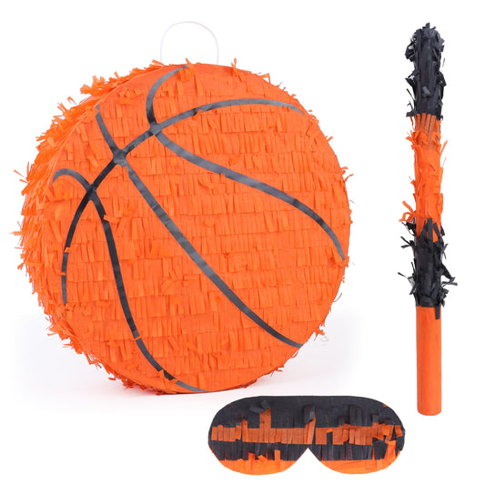 Birchio basketball pinata full view ready for party decor and candy release.
