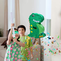 Birchio dinosaur pinata used as party decoration and activity