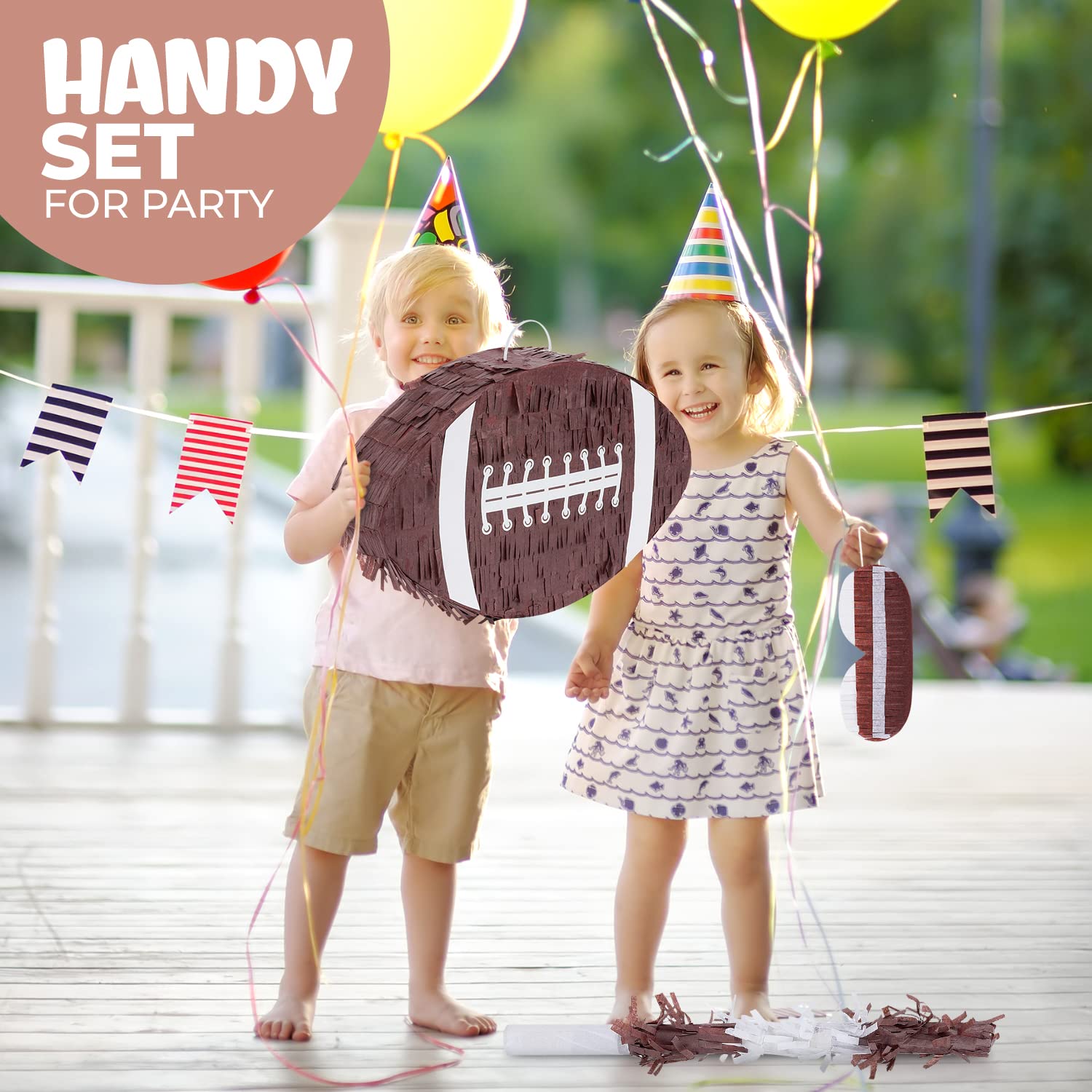 Birchio football pinata decor-ready appearance makes football-themed parties instantly festive
