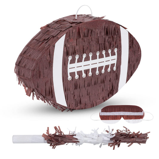 Birchio football pinata front view with vibrant crepe paper and sturdy build for party decor