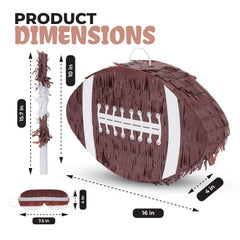 Birchio football pinata side view showing durable cardboard and vivid color for festive celebrations