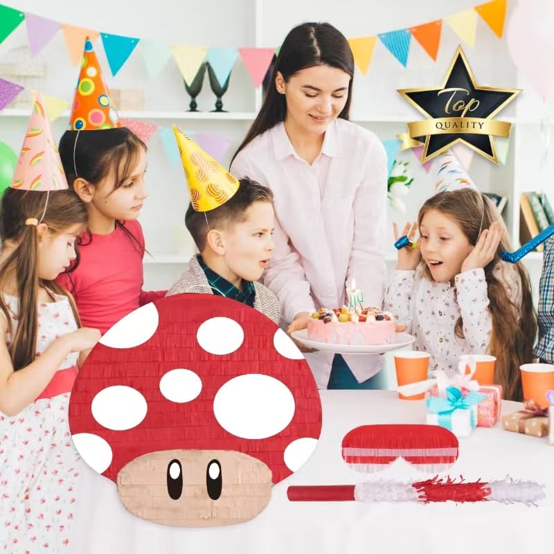Birchio Mushroom Pinata in party setup serves as a festive centerpiece and photo-ready prop.