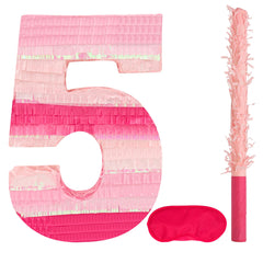 Birchio Pinks Number 5 Pinata, 16x11 inch, sturdy cardboard for durable party decor