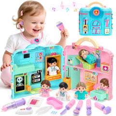 Birebebys doctor kit toddler hospital-scene box with accessories for imaginative play