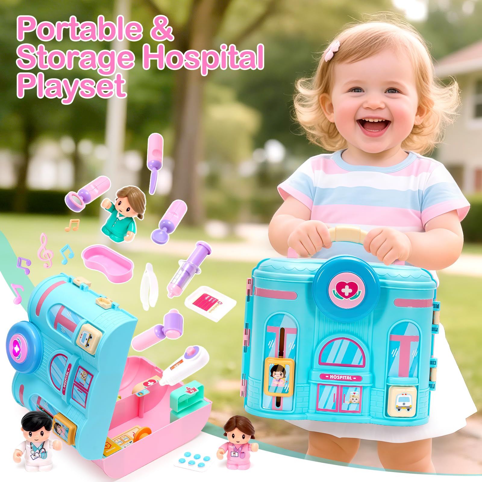 Birebebys doctor kit storage box keeps all accessories neatly organized after play