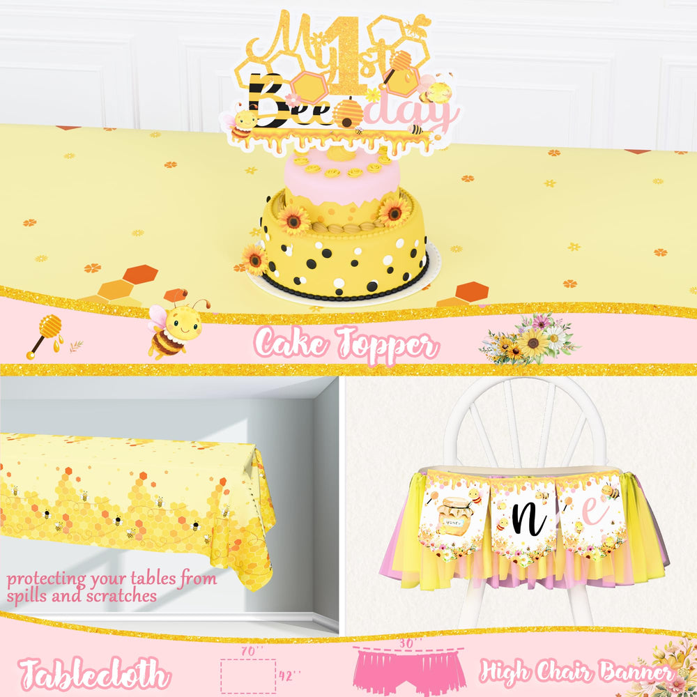 Birhgt cake topper bee theme elevates the cake with cute bee accents