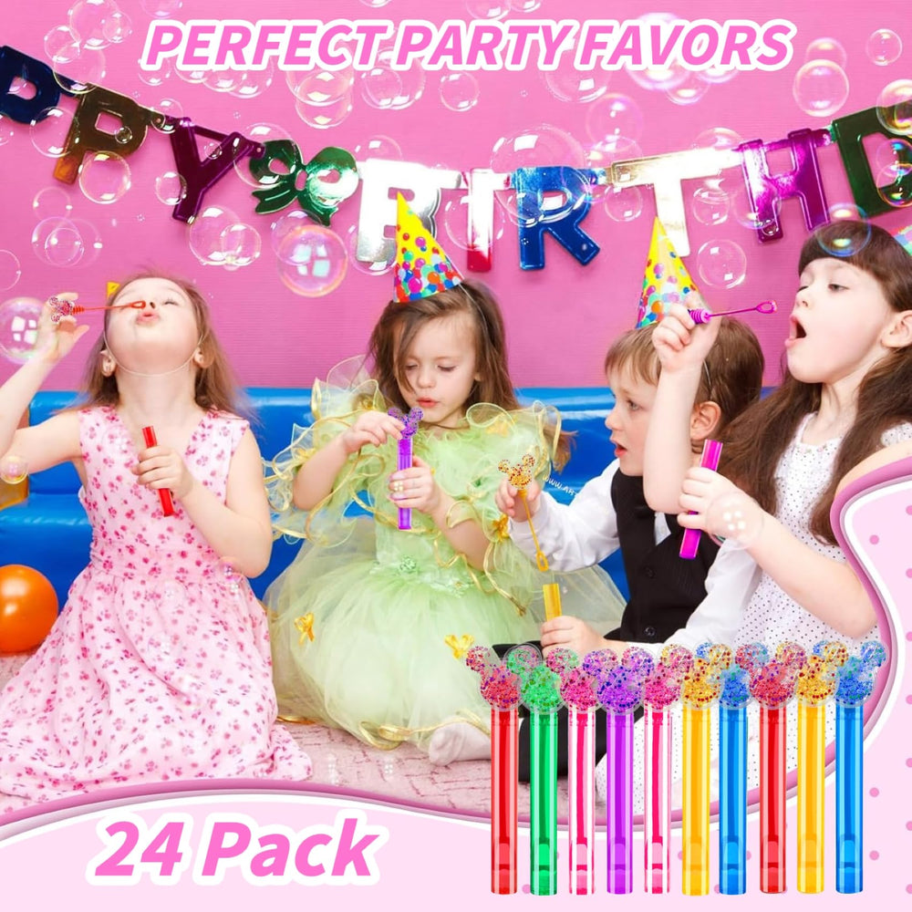 24PCS Bubble Wands Easter and Valentine's gifts with shimmering bubbles.