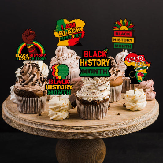 Biswiter Black History Month raised fist topper adds bold meaning to cupcakes.