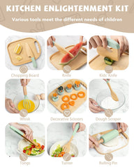 Biticolor wooden kids cooking set cutting board for realistic meal prep play