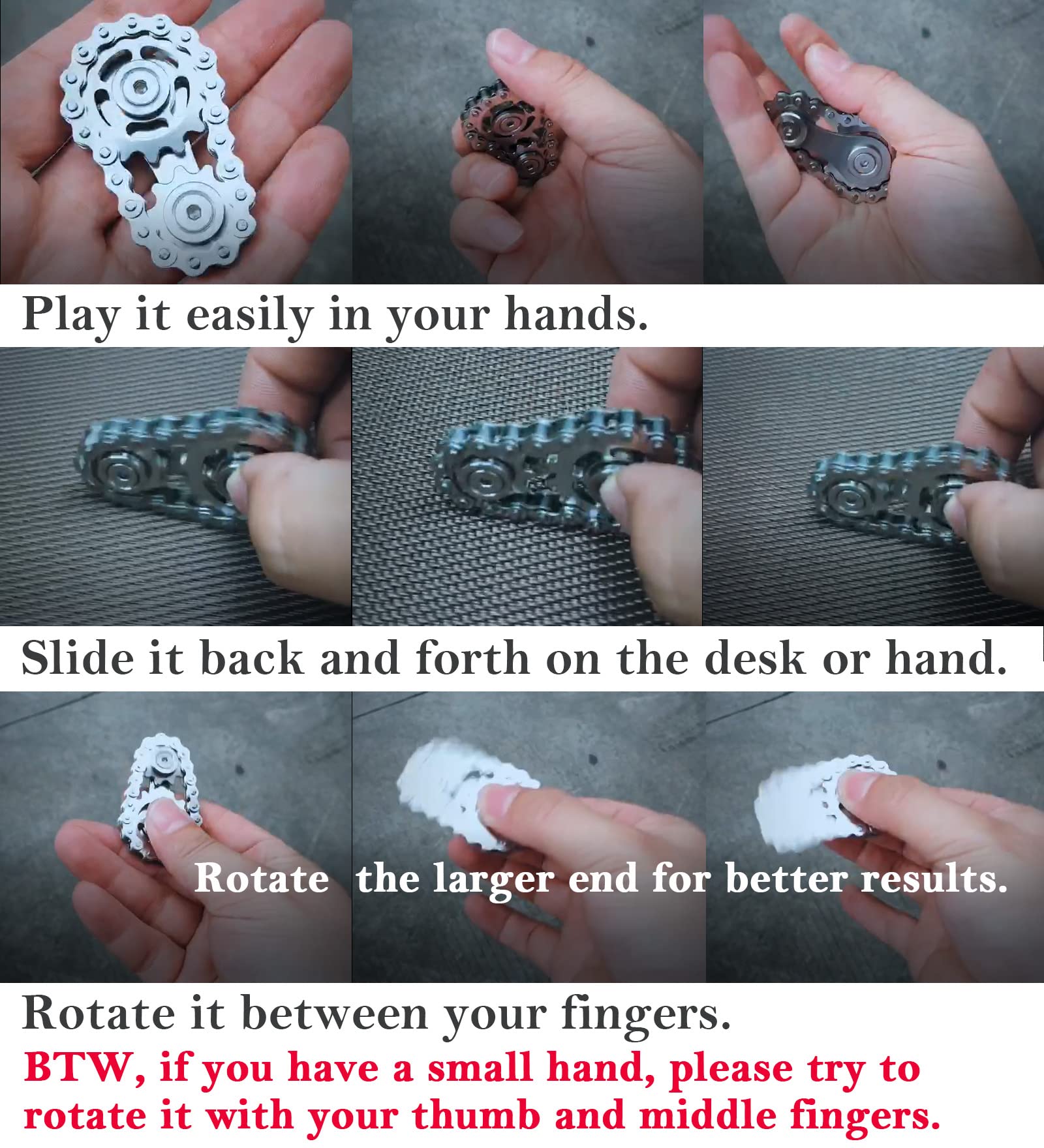 Bitopbi gunmetal fidget toy close-up smooth rotation and grip