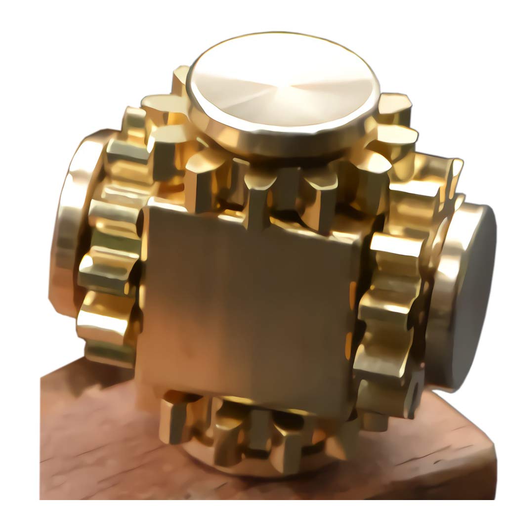Bitopbi Pure Brass Fidget Cube gears close-up for focused work and tactile satisfaction.