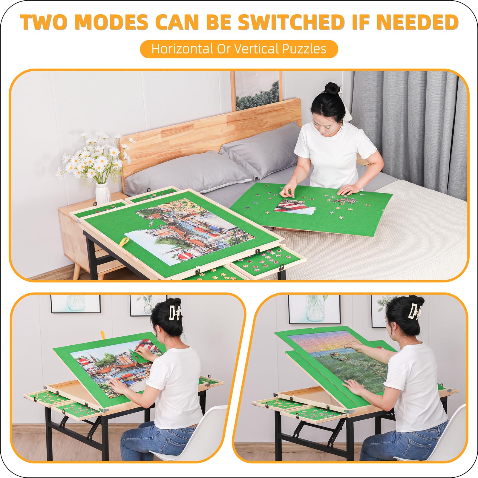BittPicc Puzzle Table folded profile for compact storage.
