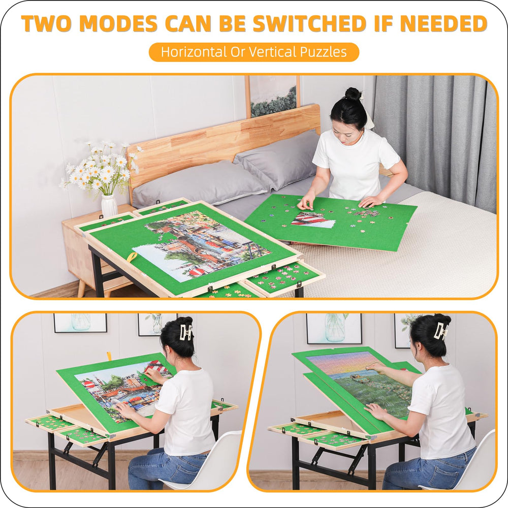 BittPicc Puzzle Table folded profile for compact storage.