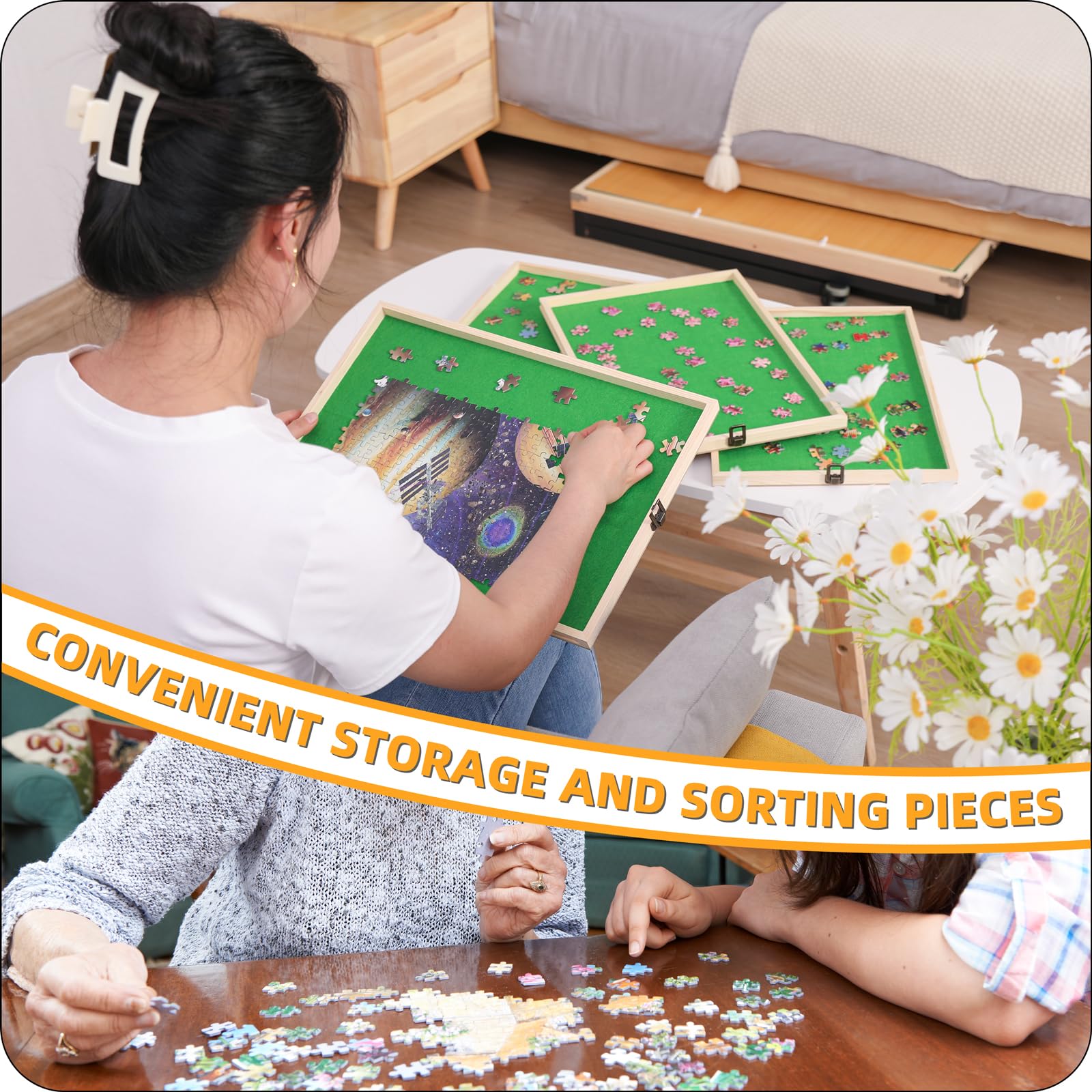 BittPicc Puzzle Table removable cover keeps pieces safe during breaks.
