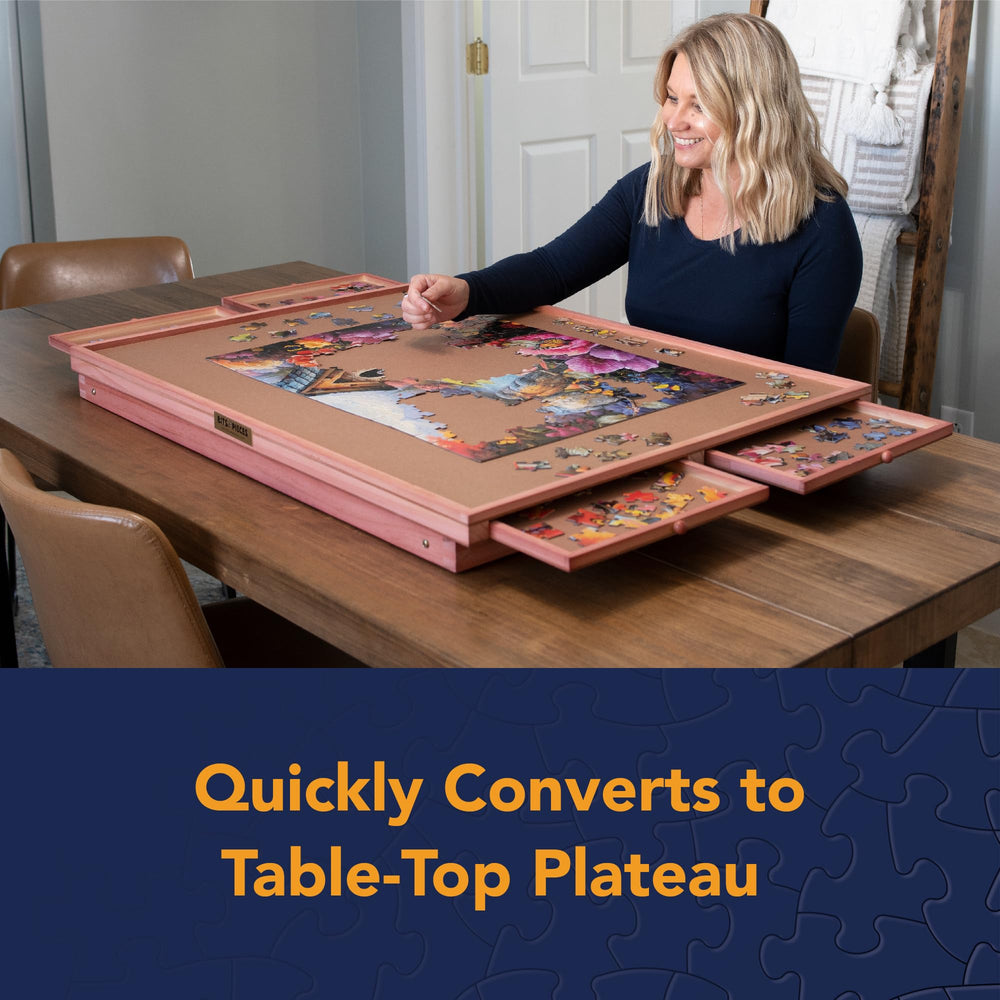 Bits and Pieces versatile table doubles as board game surface.
