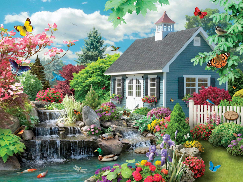 Bits and Pieces Dream Landscape puzzle pieces spread for family fun