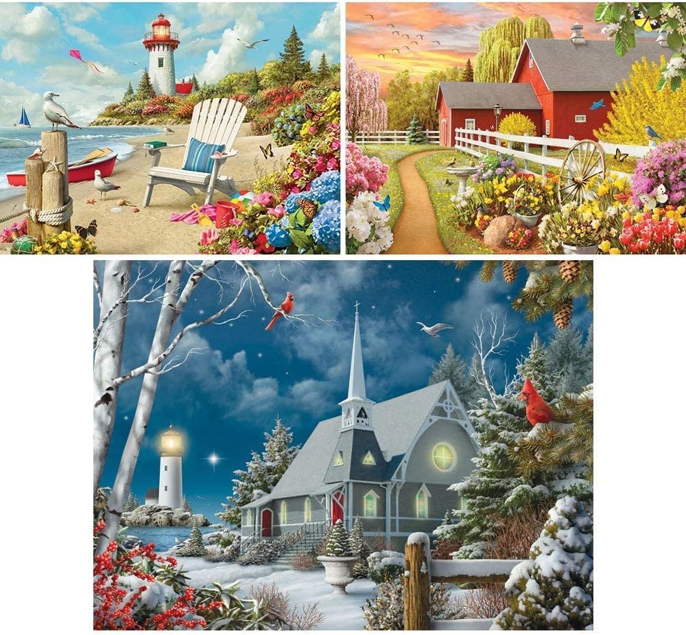 Bits and Pieces Guiding Lights puzzle—vibrant illustration for family evenings