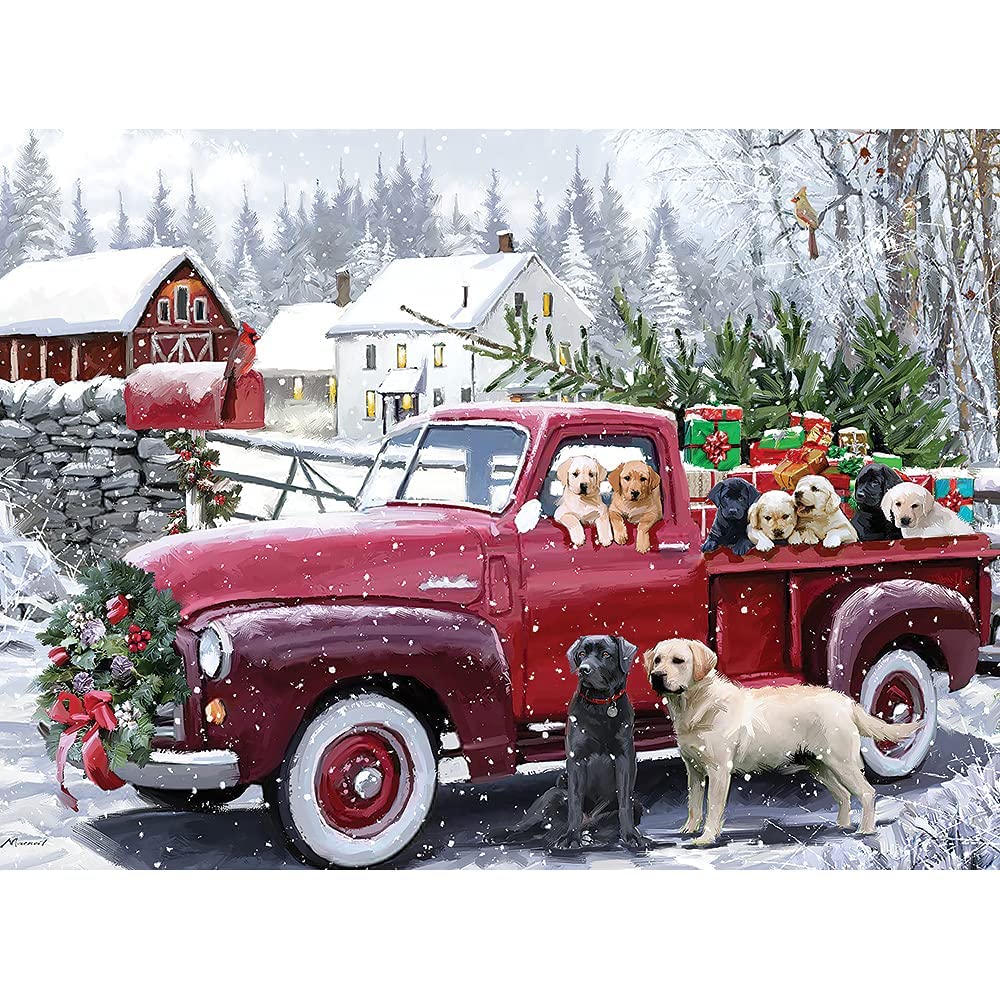Bits and Pieces puppies and dogs Christmas scene puzzle for family time.