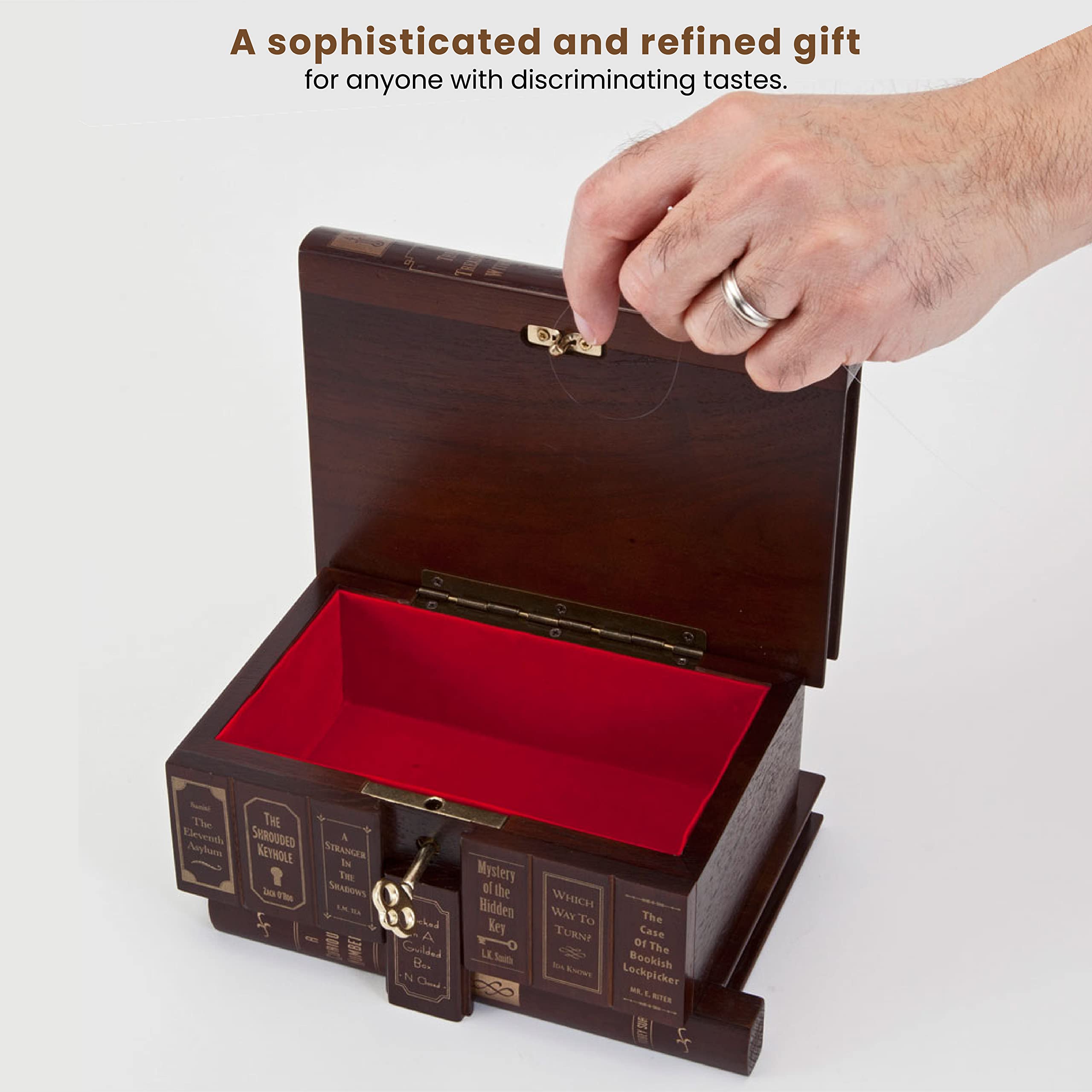 Bits and Pieces puzzle box dimensions 7 by 5 by 3 3/4 inches for display.