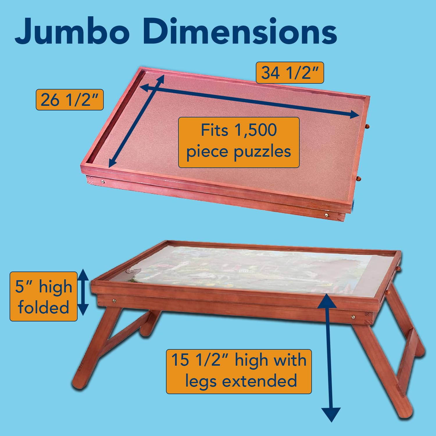 Bits and Pieces solid wood frame provides a stable, flat work surface.