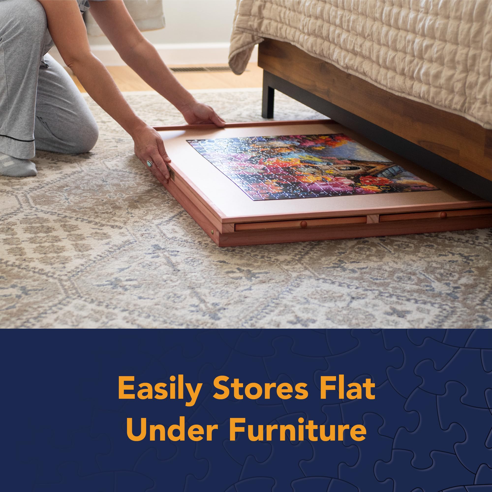 Bits and Pieces compact folding design stores neatly under furniture.