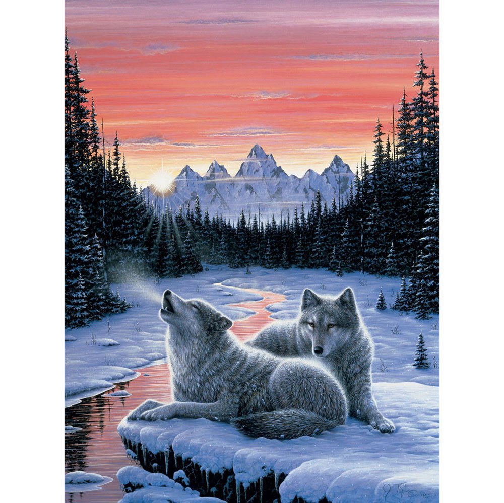 Bits and Pieces glow-wolves winter-dawn puzzle glows softly for cozy evenings