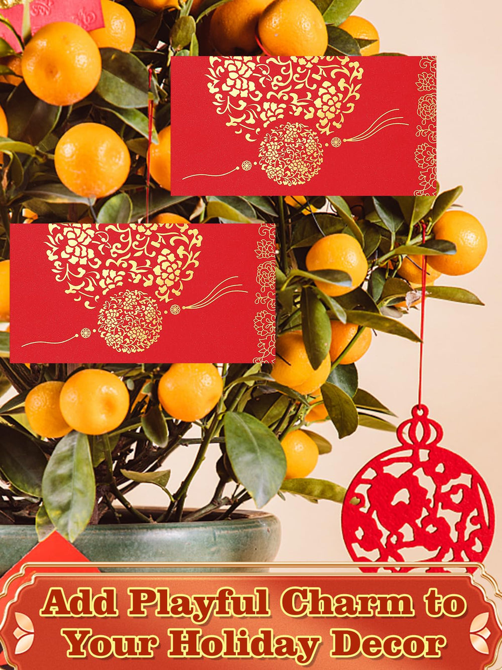 Biubee kumquat tree decor with fortune cards adds festive ambiance
