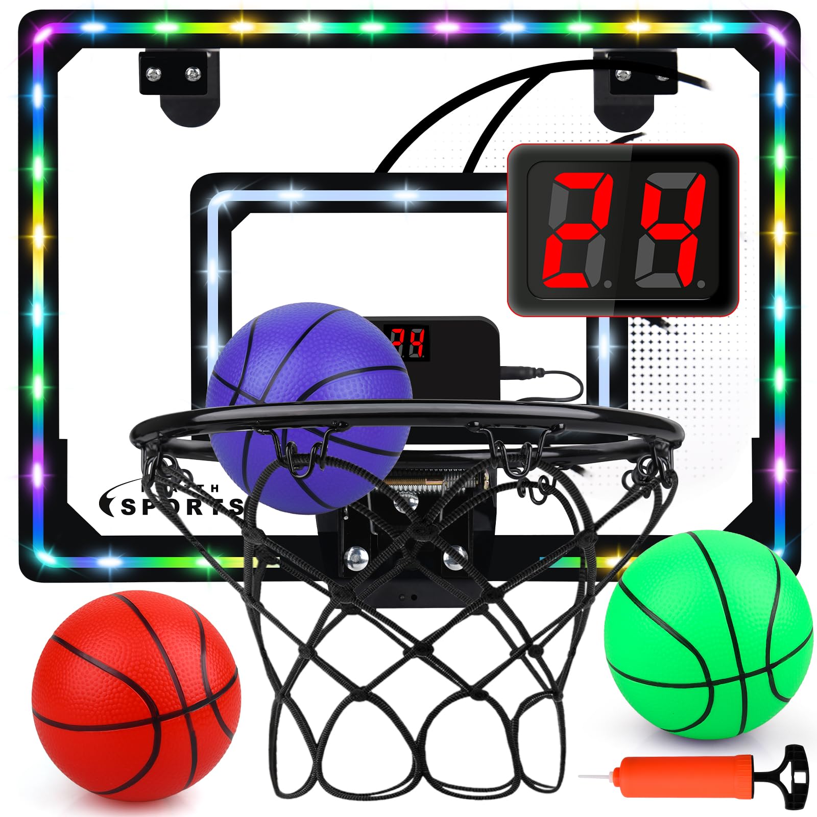 Biulotter indoor over-the-door basketball hoop ready for quick setup and play.