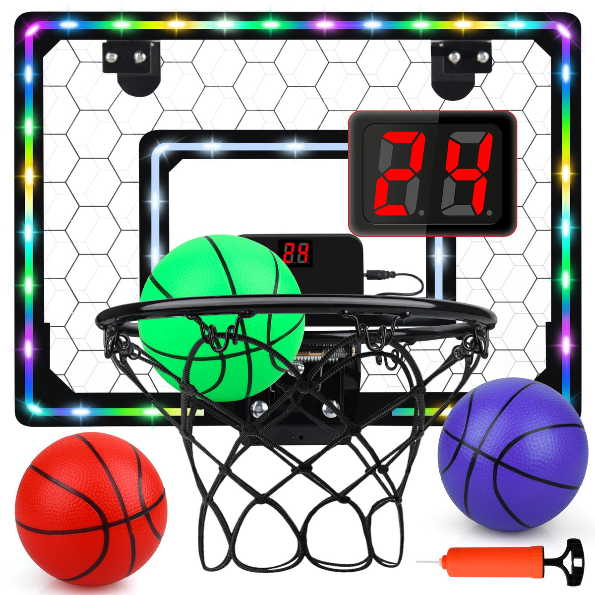 Biulotter basketball hoop with LED scoreboard over the door for engaging home play