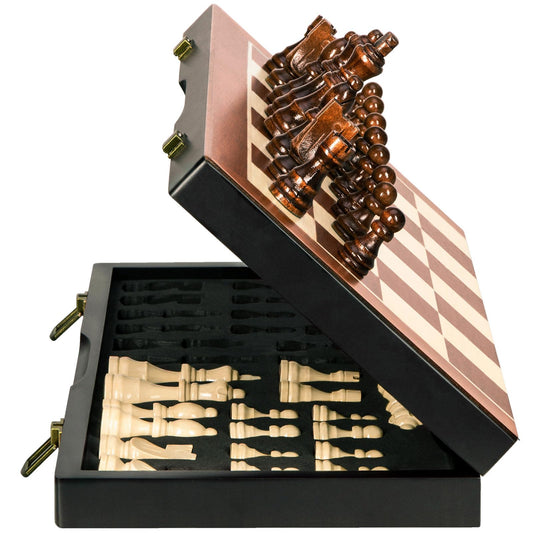 BIVOMON 15-inch wooden chess board with natural grain for smooth gameplay.